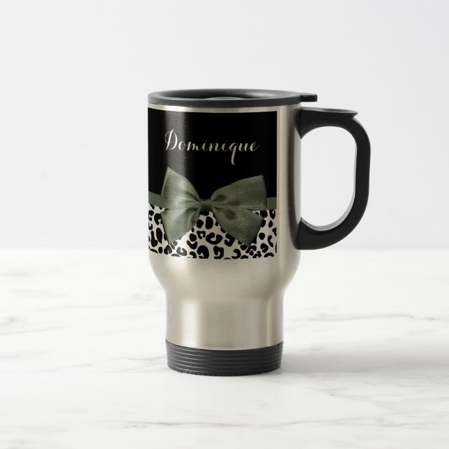 Caneca Térmica Arco Verde Escuro Padrões para Animais de Leopardo (Direita)