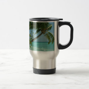 Caneca Térmica Areia de Praia Tropical Sol Água Ondas do Oceano A