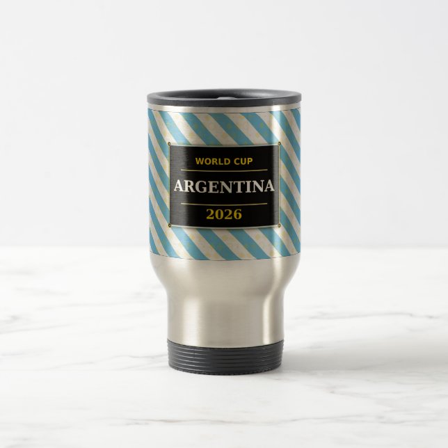 Caneca Térmica Argentina Football Fan Flag Colors Stripe Pattern  (Centro)