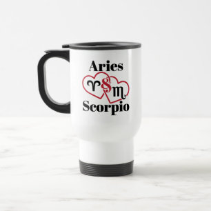 Caneca Térmica Áries e Escorpião Casal Zodíaco Astrologia Coraçõe