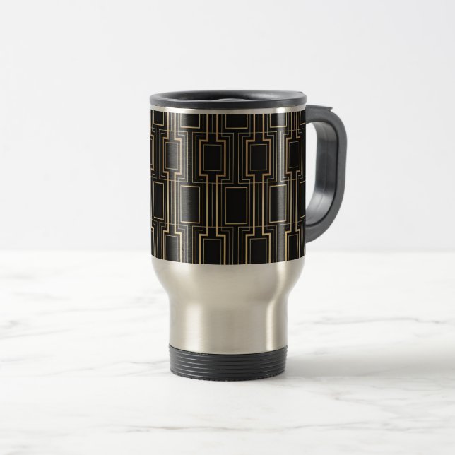 Caneca Térmica Art Deco - Padrão Geométrico (Frente Esquerda)