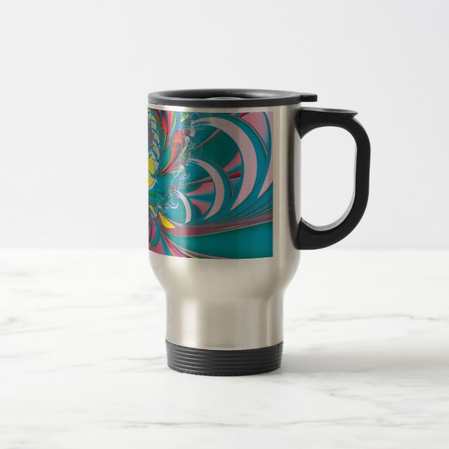 Caneca Térmica Arte Abstrata Borboleta de Verão (Direita)