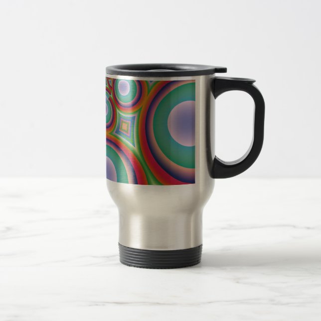 Caneca Térmica Arte Abstrata Óptica Psicodélica Arco-Íris (Direita)