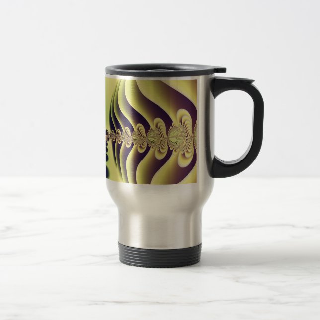 Caneca Térmica Arte Abstrata Simetria Fractal Verde Lima (Direita)