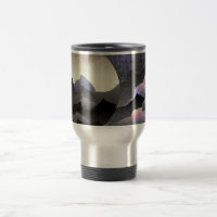 Arte Abstrato Caprichoso da Lua e Montanhas