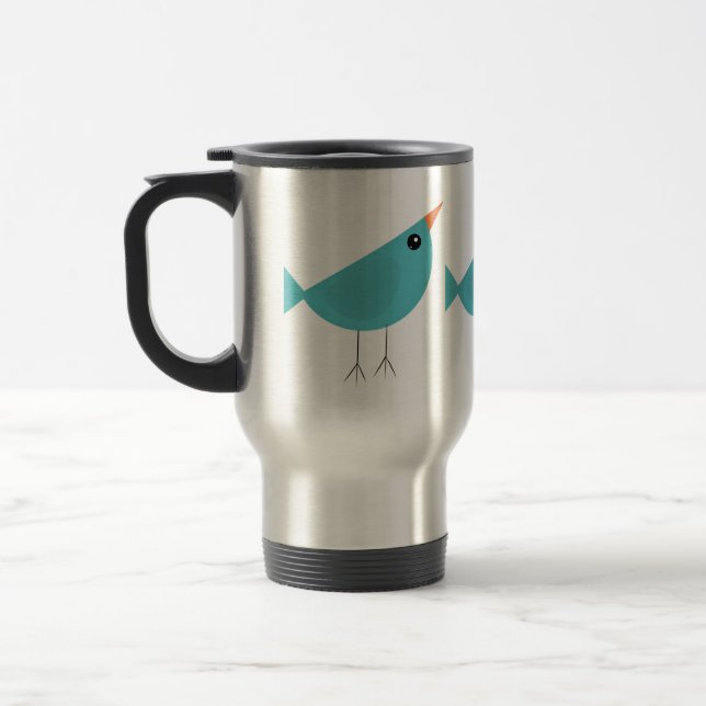 Caneca Térmica Arte Adorável e Caprichosa da Natureza com Pássaro (Esquerda)