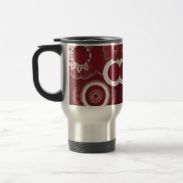 Caneca Térmica Arte Dark Red Floral AI