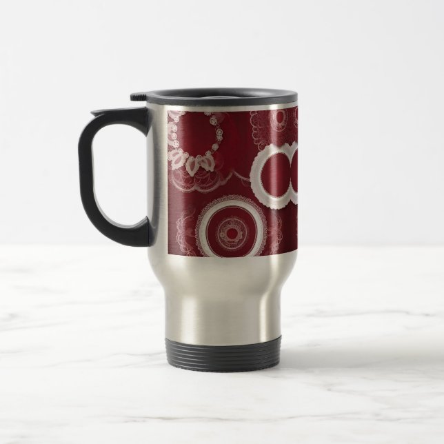Caneca Térmica Arte Dark Red Floral AI (Esquerda)