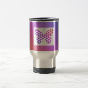Caneca Térmica Arte de Borboleta Geométrica Púrpura Rosa Colori