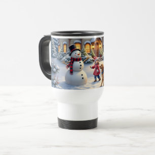 Caneca Térmica Arte de Cena de Natal com Neve Aconchegante