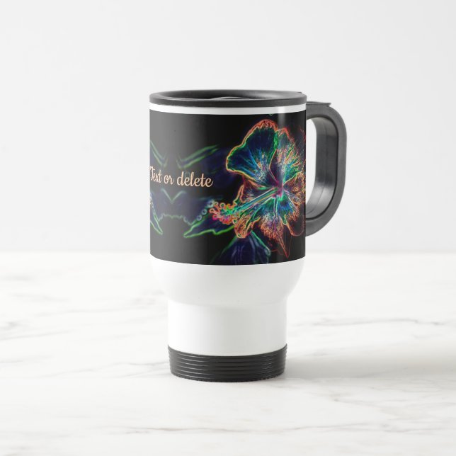 Caneca Térmica Arte de Flor Abstrato do Hibiscus Personalizada (Frente Esquerda)