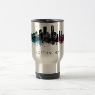 Caneca Térmica Arte de Massachusetts Aquarela do Horizonte de B