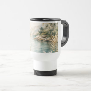 Caneca Térmica Arte de Parede Aquarela Tropical de Luxo Costeira