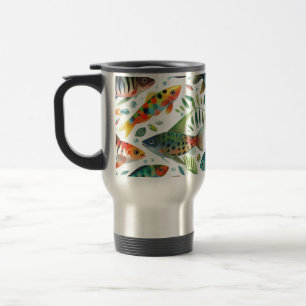 Caneca Térmica Arte de peixe submarino colorida