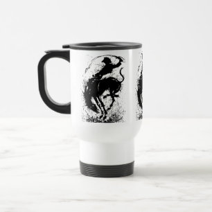 Caneca Térmica Arte de Silhueta Dinâmica de Rodeio de Cowboy