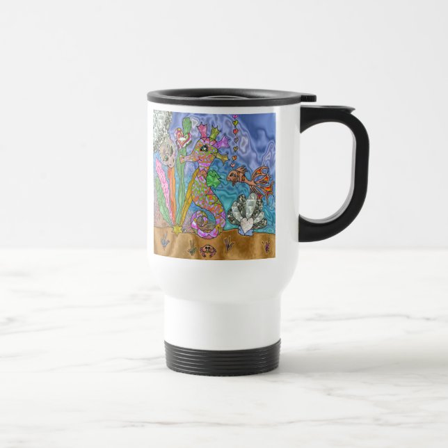 Caneca Térmica Arte de Tartaruga Marinha Psicodélica (Direita)