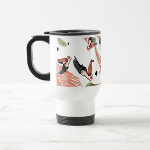 Caneca Térmica Arte de Verão Tropical de Pássaros Tucano