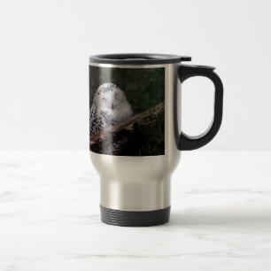 Caneca Térmica Arte de vida selvagem da coruja-da-neve no bosque