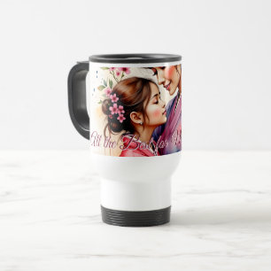 Caneca Térmica Arte do Quimono do Dia das Mães com Abraço Floral