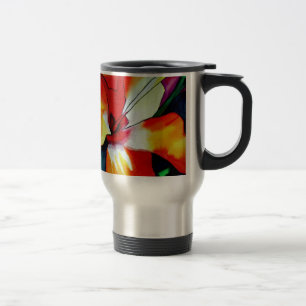 Caneca Térmica Arte em aquarela de flor tropical Hibisco laranja
