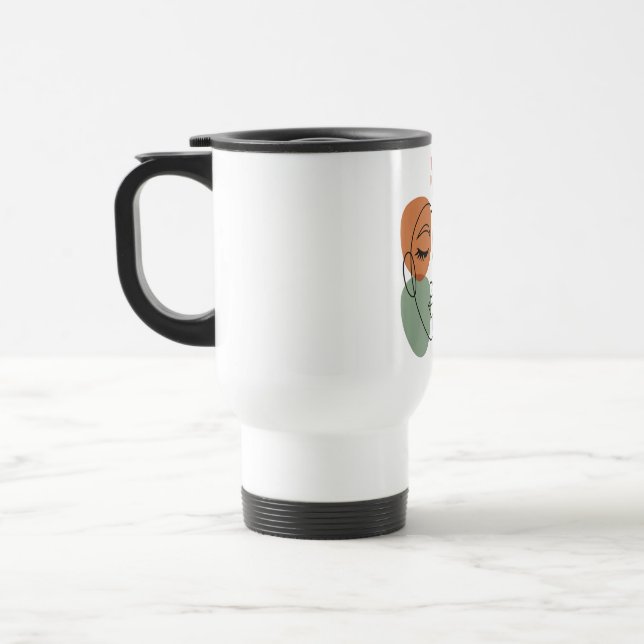 Caneca Térmica Arte Facial Abstrata com Toques Botânicos (Esquerda)