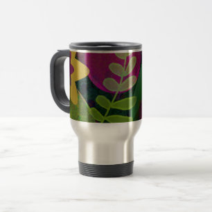Caneca Térmica Arte Floral Botânico Abstrato Moderno Colorido