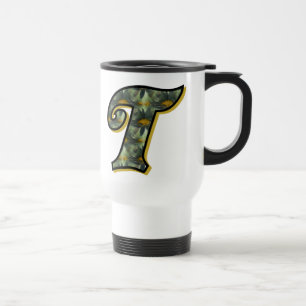 Caneca Térmica Arte Floral de Margaridas com Inicial de Monograma