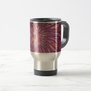 Caneca Térmica Arte floral fractal moderna abstrata cores de baga