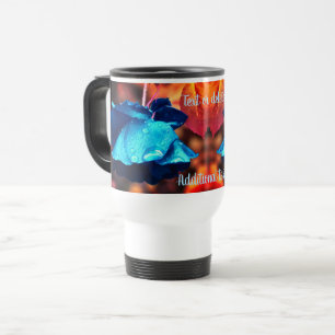 Caneca Térmica Arte Floral Rosa Azul Personalizada
