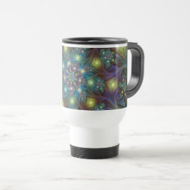 Caneca Térmica Arte Fractal Roxa Roxa Abstrato brilhante iluminad