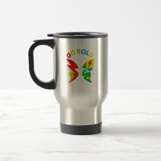 Caneca Térmica Arte Gráfica de Energia da Borboleta Negrito (Esquerda)