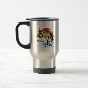 Caneca Térmica Arte Gráfica de Pesca de Robalo Vintage [Masculino