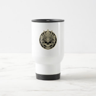 Caneca Térmica Arte Gráfico do Crânio do Chefe Guerreiro