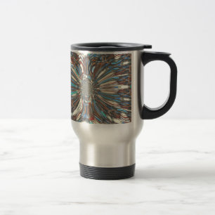 Caneca Térmica Arte Óptico Abstrato de Pop Urbano Africano Ousado