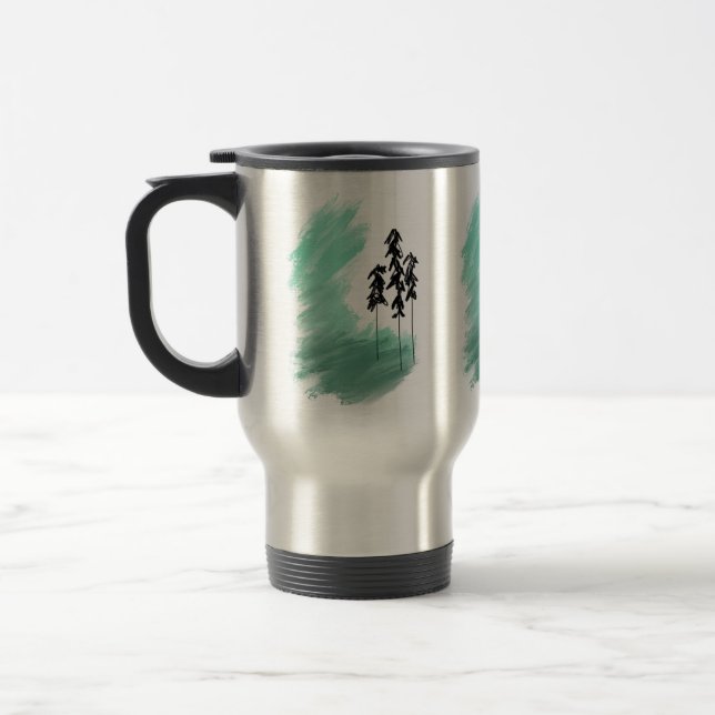 Caneca Térmica Arte verde escandinava: simples horta moderna (Esquerda)