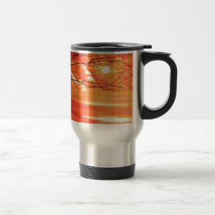 Caneca Térmica Árvore abstrato e Sunset Vermelho