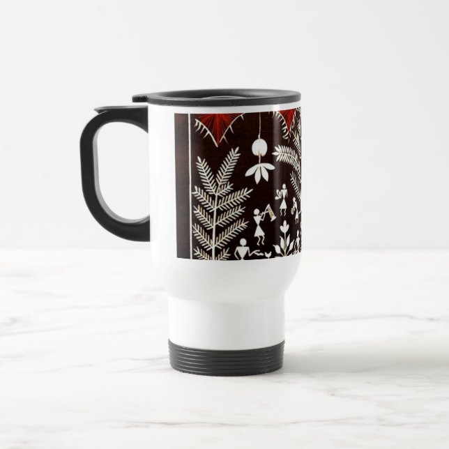 Caneca Térmica Árvore da Vida Tribal Warli - madeira walart (Esquerda)