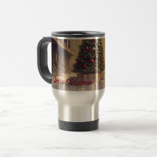 Caneca Térmica Árvore de Natal entre Ruínas Feliz Natal