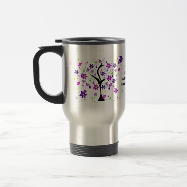 Caneca Térmica Árvore Floral Caprichosa com Dito de Professor (Esquerda)