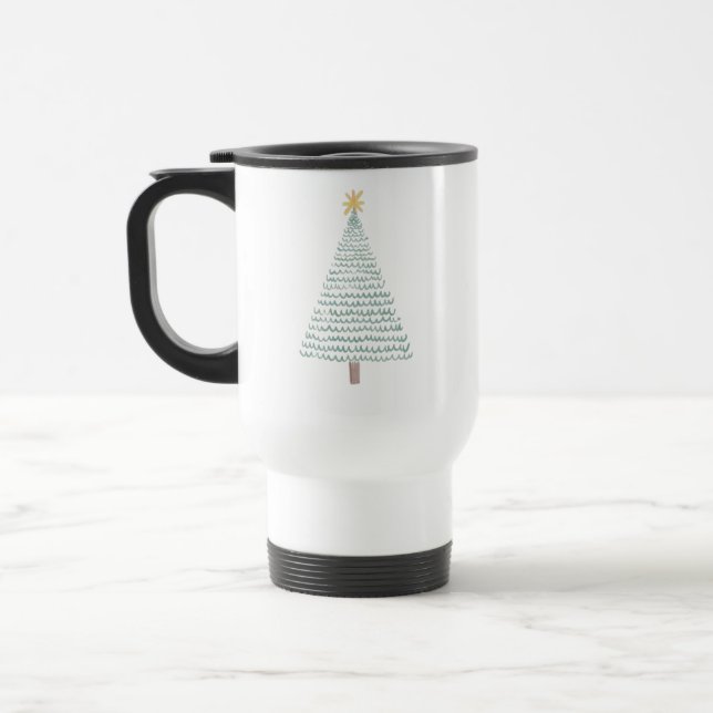 Caneca Térmica Árvore moderna de natal verde (Esquerda)
