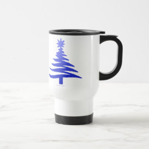 Caneca Térmica Árvore Natal Estêncil Cobalto Azul