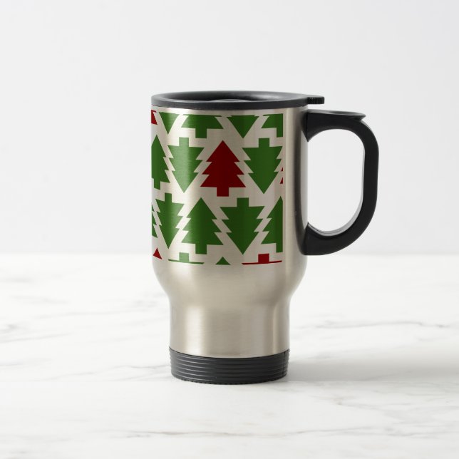 Caneca Térmica Árvores de Natal Padrão de Feriado (Direita)