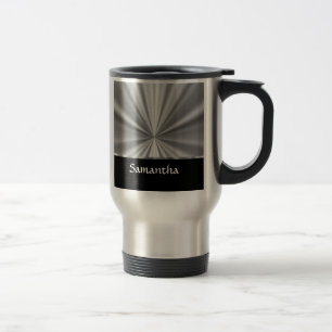 Caneca Térmica aspecto prateado e preto