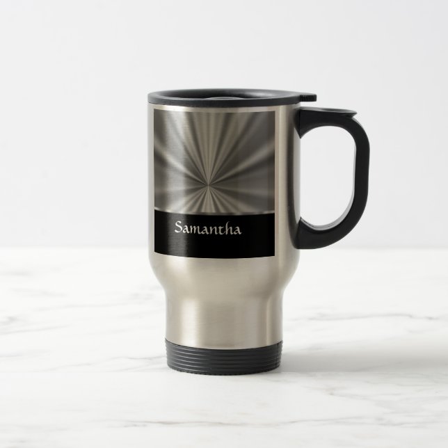 Caneca Térmica aspecto prateado e preto (Direita)