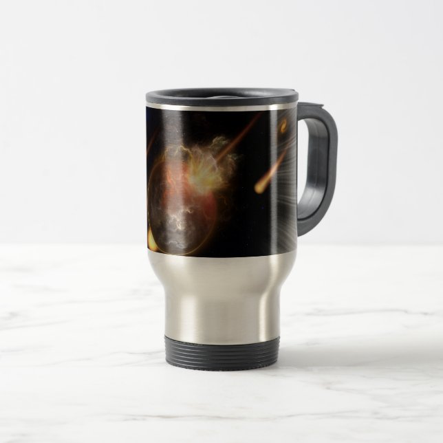 Caneca Térmica Asteroide Apocalypse Fractal Art Spacescape (Frente Esquerda)