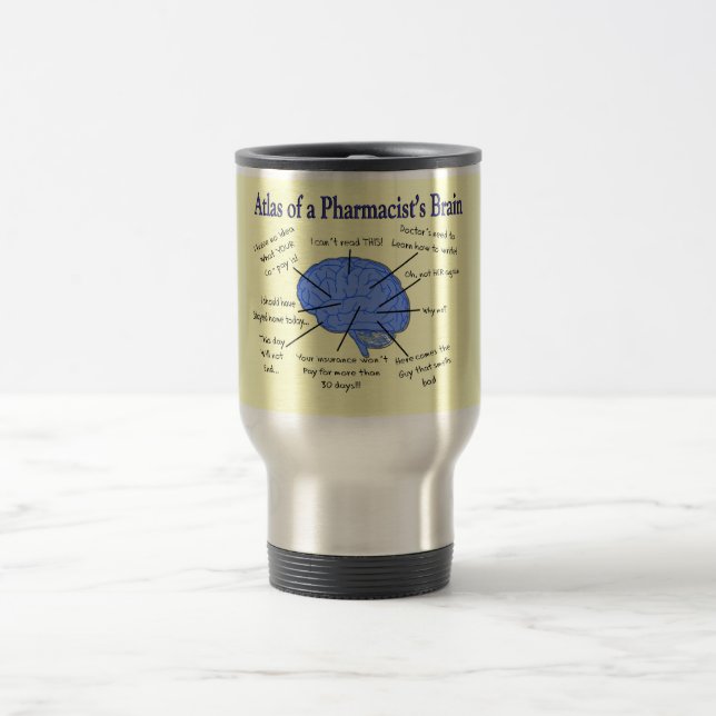 Caneca Térmica Atlas de um farmacêutico Cérebro-Divertido (Centro)