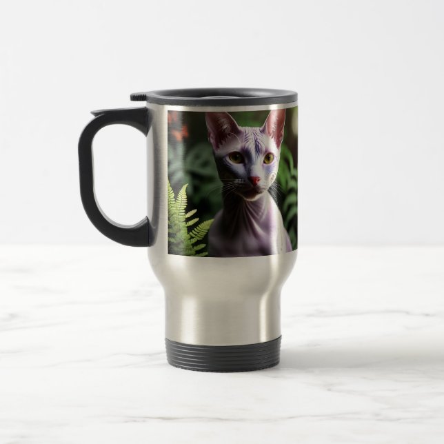 Caneca Térmica "Atum o Gato Sem Cabelo: Sleek e Silky" (Esquerda)