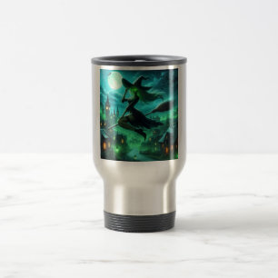 Caneca Térmica Aura verde assustador bruxa de Halloween