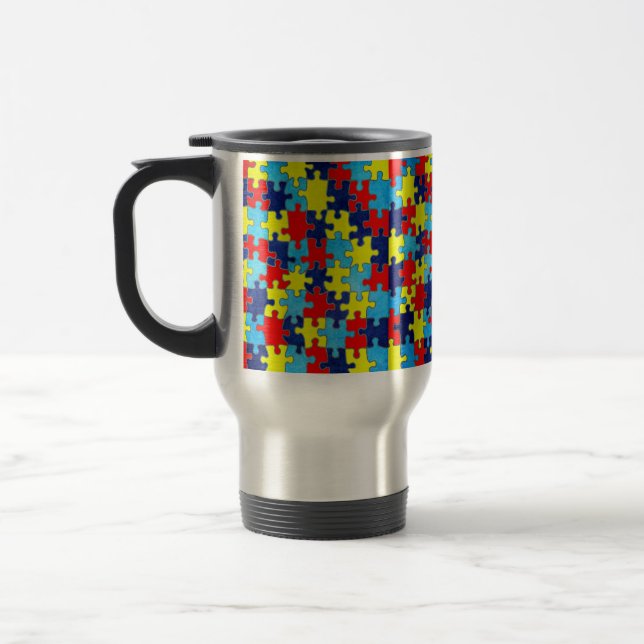 Caneca Térmica Autismo Quebra-cabeça de consciência por Shirley T (Esquerda)