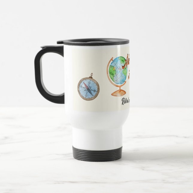 Caneca Térmica Aventura Viagem de aposentadoria aguarda o globo (Esquerda)
